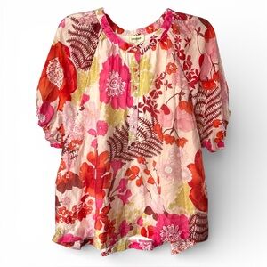 NWT Umgee Size M "Crimson Kissed" Vibrant Pink/Red Bohemian
Button Front Top